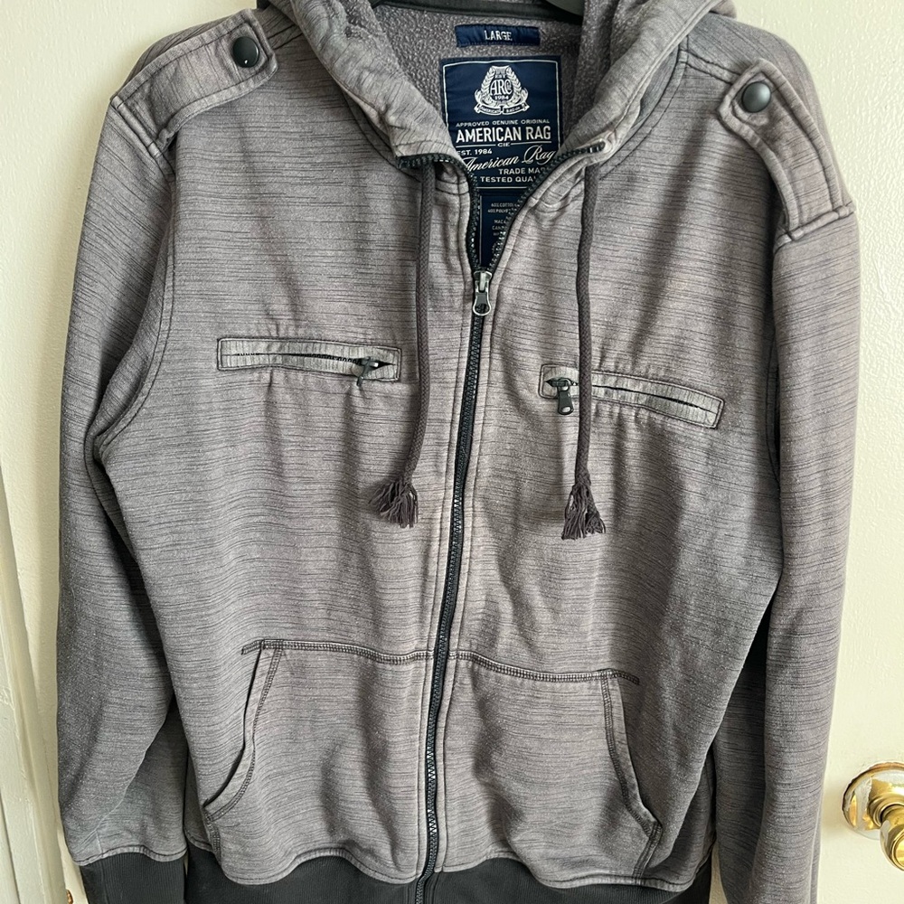 American Rag Men's Charcoal Zip-Up Sweater